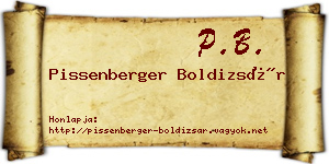 Pissenberger Boldizsár névjegykártya